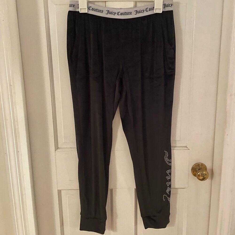Juicy Couture Black Velour Boxer Top Pants